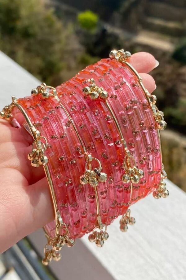 Kashmiri glass bangle with gunguroo set